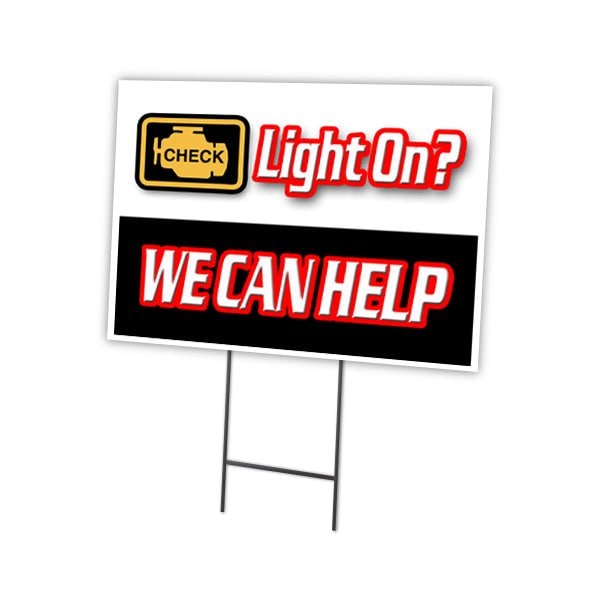 Check Engine Light Yard Sign & Stake outdoor plastic coroplast window, C-1824-DS-Check Engine Light